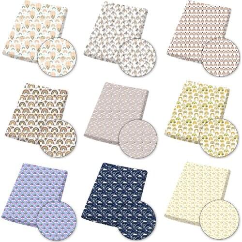 Polyester Cotton Fabric Sheet Rainbow Printed Cloth Fabrics By The Yard For DIY Bag Needlework Sewing Supplies 45*145cm 1Pcs