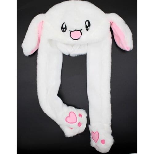 A rabbit hat that moves with a pinch of the ear A cap with moving ears Rabbit ears hat