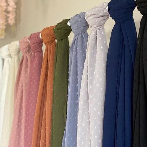 Women Chiffon Dot PomPom Bubble Hijab Scarf Long Shawl Wrap Muslim Headband shawls
