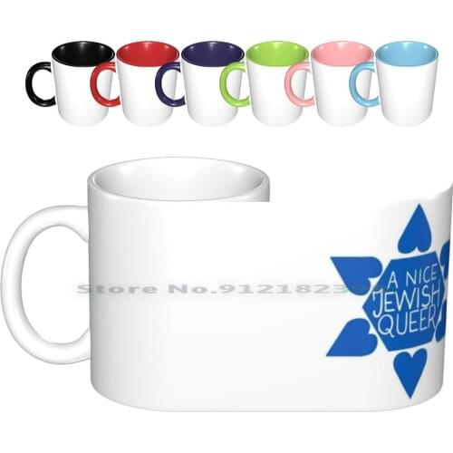 A Nice Jewish Queer-Blue Ceramic Mugs Coffee Cups Milk Tea Mug Jew Jewish Judaism Queer Queer Jew Lgbt Lgbtq Lgbtqia Creative