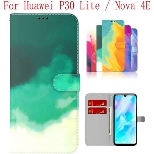 Sunjolly Case for Huawei P30 Lite Nova 4E Wallet Stand Flip PU Phone Case Cover coque capa Huawei P30 Lite Nova 4E Case Cover