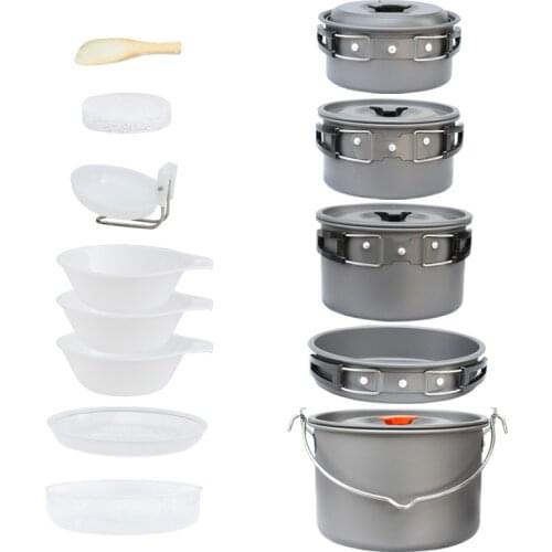 Outdoor Camping Pan Titanium Pot Set Hiking Picnic BBQ Ultralight Tableware Equipment Outdoor Kitchen Camping Cooking Set