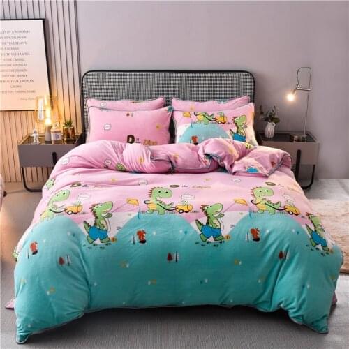 Magic Velvet Cartoon Dinosaur Quilt Duvet Cover Bedding Simple Luxury Winter Warm Thickened Snow Fleece Linen Bedclothes