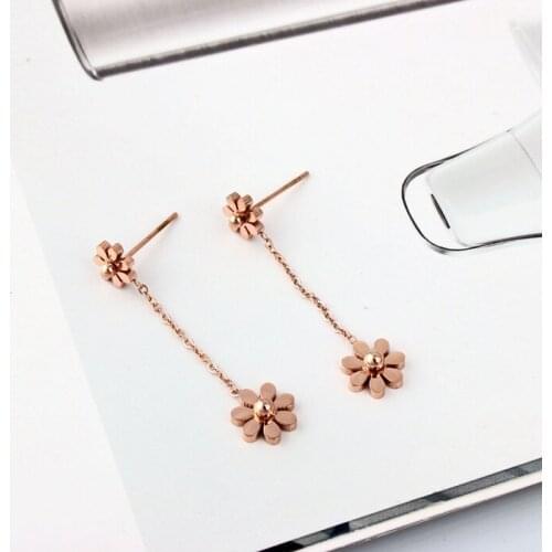 YUN RUO Lovely Daisy Stud Earring Woman Gold Silver Color Pure Stainless Steel Jewelry Girl Gift Party Not Fade Free Shipping