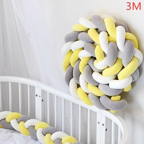 Knotted Braid Newborn Cot Bedding Cushion Fence for Infant Cradle Crib Protector Rail Baby Playpen Pillow 1M/2M/3M