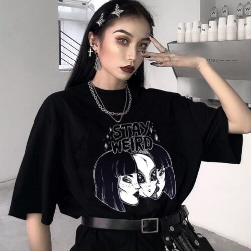 Womens fashion goth funny T-shirt summer top Harajuku Hanbok plus size camiseta mujer T-shirt womens top