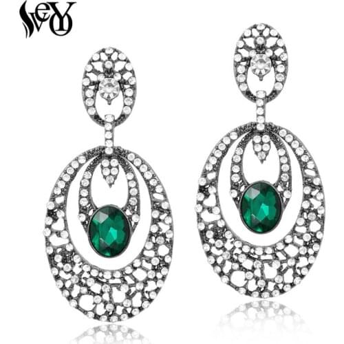 VEYO Round Rhinestone Earrings For Woman Crystal Drop Earrings Classic Trendy Zinc Alloy Lead free nickel free