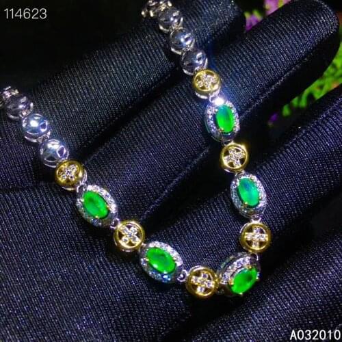 KJJEAXCMY Fine Jewelry 925 Sterling Silver inlaid gemstone Emerald women hand bracelet trendy support test with box