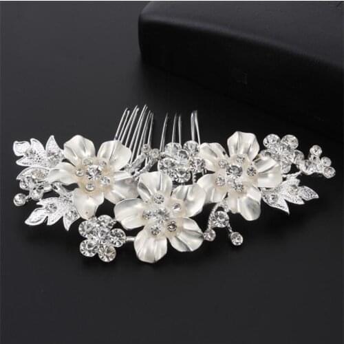Women Girl Elegant Wedding Hair Combs for Bride Crystal Rhinestones Pearls Hairpins Bridal Headpiece Hair Jewelry Accessories
