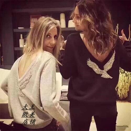 Winter Woolen + Cashmere Diamond Knitted warm Suit V Collar Sweater + Mink Cashmere Trousers Leisure Two-piece suits wj1684