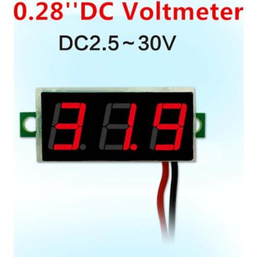 0.28 Inch Red Blue Digital LED Mini Display Module DC2.5V-30V DC0-100V Voltmeter Voltage Tester Panel Meter Gauge Motorcycle Car