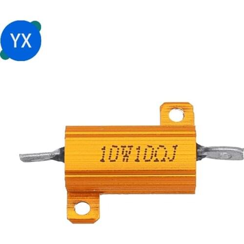 1PCS RX24-10W Aluminum Power Metal Shell Case Wirewound Resistor 0.01R~ 30K 1R 5R 10R 20R 22R 47R 100R 200R 470R 1K 10K 20K ohm