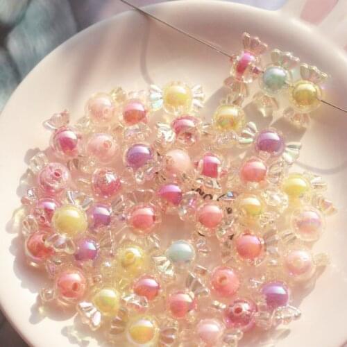 10pcs Acrylic Lovely Candy Beads Rainbow AB BeadsColor Beads For Jewelry Making DIY Necklace Crafts Beads Accessories