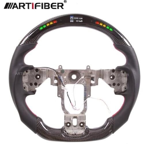 100% Leather Carbon Fiber LED Steering Wheel for Mitsubishi EVO X