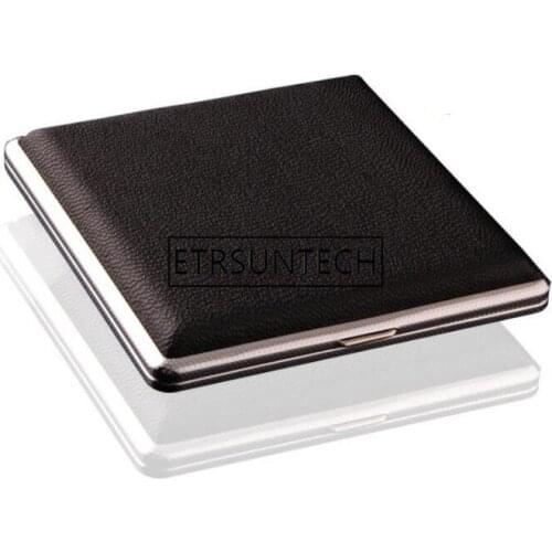 50pcs Black Pocket Leather Metal Tobacco 20 Cigarette Smoke Holder Storage Case Box Advertising Business Gifts