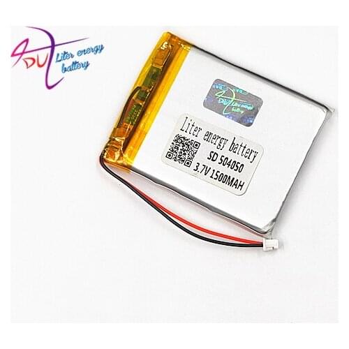 504050 JST 1.5mm 2pin 3.7V 1500mAh Lithium Polymer LiPo Rechargeable Battery For Mp3 DVD PAD mobile tablet pc power bank Camera