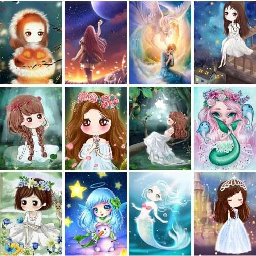 5D DIY Cartoon Diamond Painting Full Square Round Drill Embroidery Big Eye Girl Picture Mosaic Cross Stitch Home Decor Art Gifts