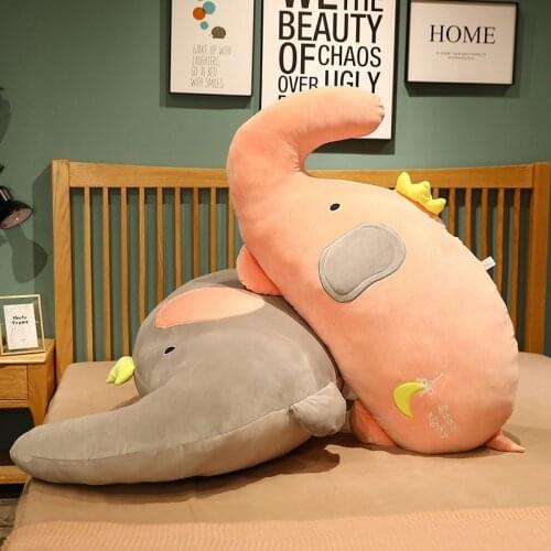 80cm Plush Elephant Toy Baby Sleeping Back Cushion Soft Stuffed Pillow Elephant Doll Newborn Playmate Doll Kids Birthday Gift