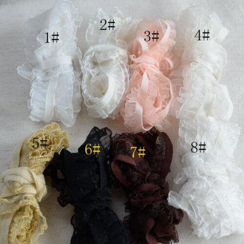 #919 Black White Pink Royal Blue Yellow DIY Elastic Gauze Ruffle Lace Accessories Garment Stretch Lace