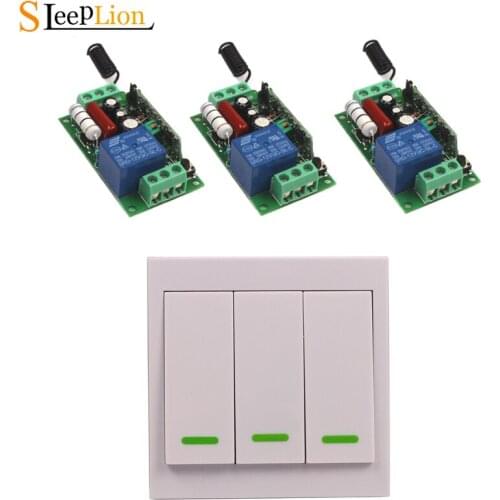 Sleeplion Home LED Lamp Lights Fans Wireless Switch 220V 10A Wireless Wall Light Switch Transmitter+3 Receiver 220V Module Box