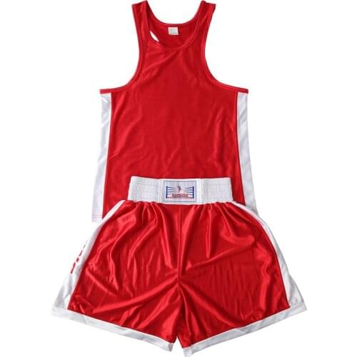 Kids Adults MMA Muay Thai Boxing Shorts+Tops T Shirts Sleeveless Kickboxing Martial Arts Sparring Boxer Clothes Set Outfits EO