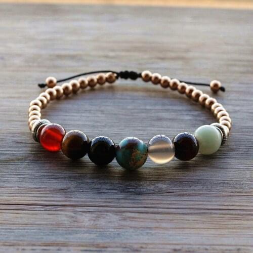 8mm Natural stone bracelet & Hematite bead handmade bracelet for women