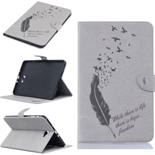 Embossing Feather PU Leather Tablet PC Case For Samsung Galaxy Tab A 10.1 T580/T585C Flip Tablet Case with Card Holder&Kickstand