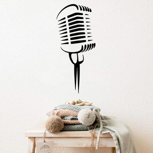 Black Stickers microphone Wall Stickers Modern Interior Art Wall Decoration For Kids Rooms Diy Home Decoration adesivo de parede