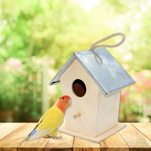 Wood Birds Nest House Bird Box Hanging Decoration Wall-mounted wooden outdoor nest bird house Garden Decor