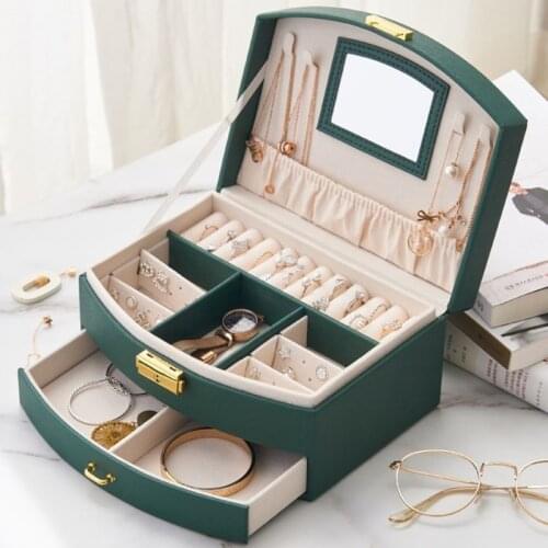 Double Layer Jewelry Box Large Capacity Drawer Jewelry Organizer Rings Earrings Necklace Jewelry Storage Box Wedding Gift