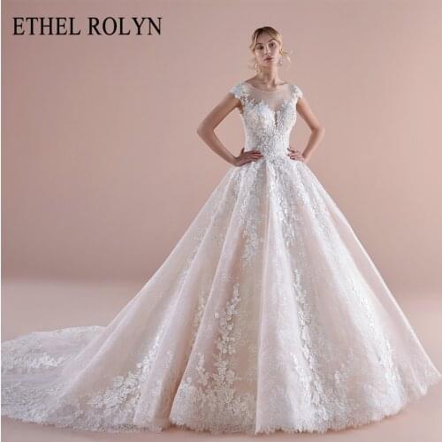 ETHEL ROLYN Ball Gown Wedding Dress 2021 Glamorous Scoop Beaded Appliques Bride Dresses Princess Lace UP Bridal Vestido De Noiva