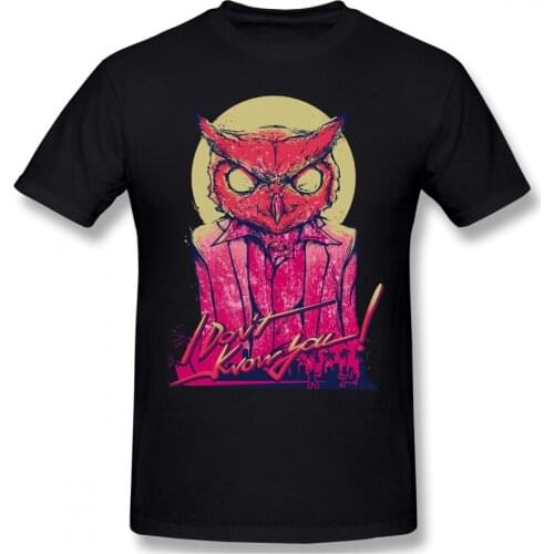 Hotline Miami - Rasmus Print Cotton T-Shirt Owl Cat Animal For Men Fashion Streetwear