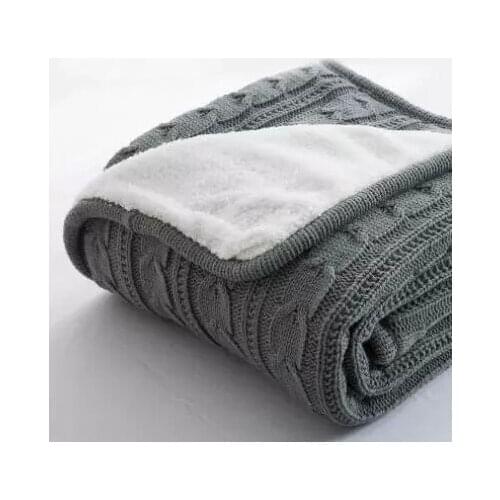 Hot 100% Cotton High quality Sheep velvet Blankets Winter warmth Knitted wool blanket Sofa/Bed cover quilt Knitted blanket