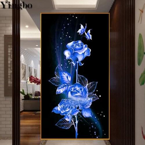Large diamond Painting blue rose Flower Still Life diamond Canvas Modern mosaic picture for Living Room decor Diamond Embroidery