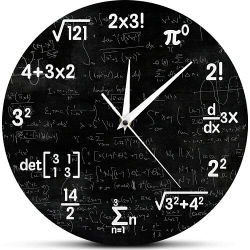 Math Equations and Notations Mathematics Chalkboard Geek Wall Clock Educational Gifts For Kids Teachers School Classroom Decor