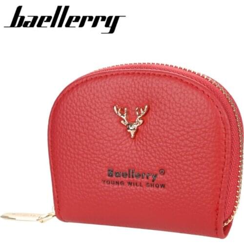 Baellerry Mini Multi Card Position Coin Purse for Women Zipper Card Holder Lychee Pattern Wallet PU Leather Money Clip tarjetero