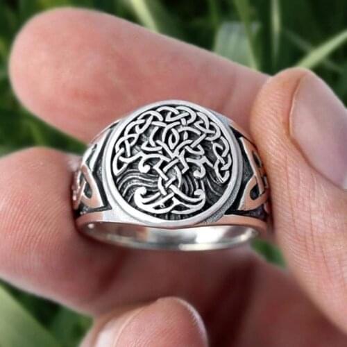 Punk Stainless Steel Tree of Life Signet Mens Rings Classic Viking Amulet Rings for Women Fashion Trendy Luxury Gothic Jewelry