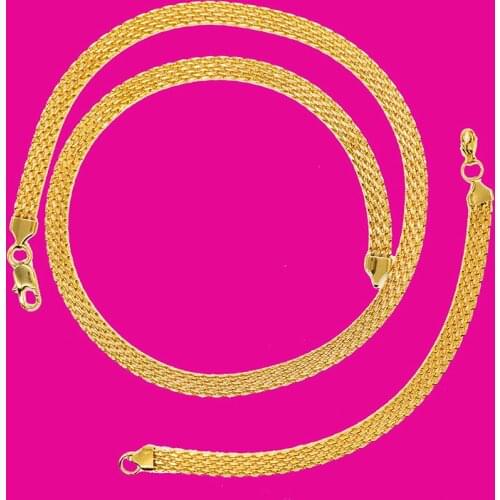 AMUMIU Punk Style Chain Link Stainless Steel Gold Silver Color Bracelet Necklace Sets Men Gift Fashion Jewelry Sets HZTZ182