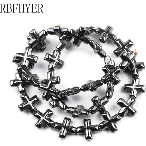 Natural Black Hematite Stone cross Loose Spacer Beads Handmade For charm Jewelry Making Bracelet necklace Pendant accessories