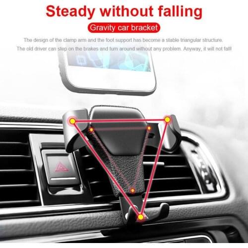 Anti-slip Universal Car PhoneHolder Stand Cellphone Adjustable Air Vent Mount Bracket Cradle Gravity Linkage Design