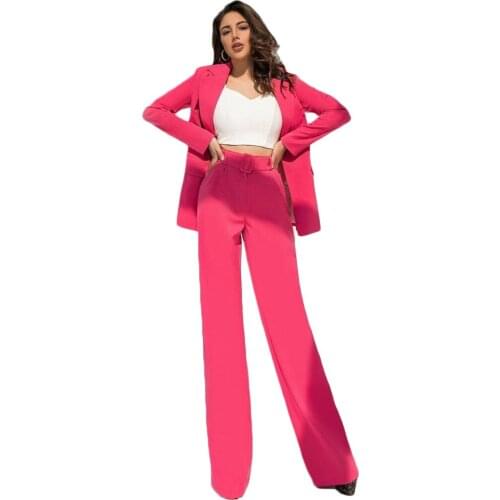 Newest Pink Women Suits 2 Pieces Party Suit For Women Custom Made High Quality Formal Office Coat+High Waist Pant