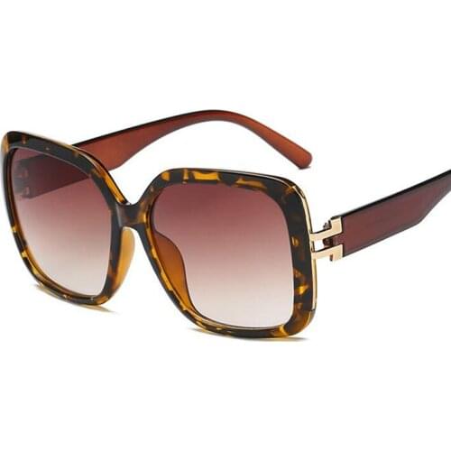 Trendy Vintage Oversize Sun Glasses For Women Luxury Brand Designer Big Square Sunglasses Transaprent Brown Frame Eyewear