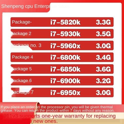 I7-5820K 5930K 5960X 6800K 6850K 6900K 6950X 2011-V3 cpu