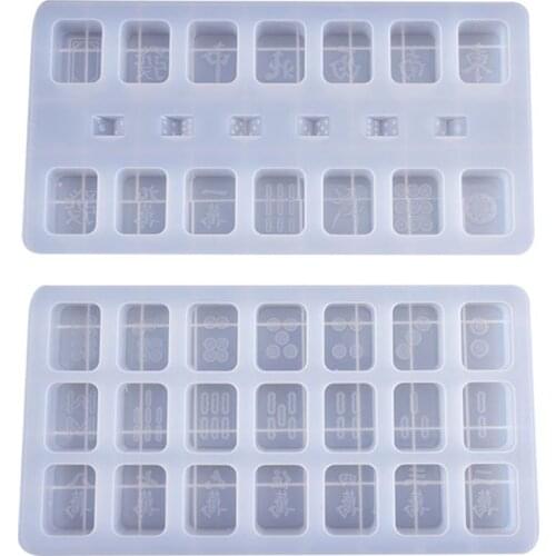 DIY Crystal Epoxy Mould Cake Decor Making High Mirror Creative Mahjong Shape Silicone Mold W0YA