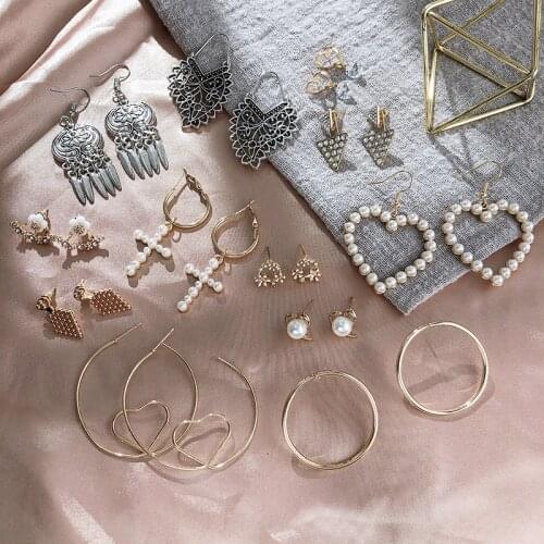 Gold Color Drop Earrings Vintage Dangle Earrings For Women Jewelry Statement Earrings Set Boho For Wedding Holiday Accessories