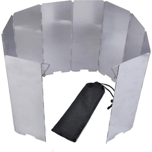 10 Plates Foldable Gas Stove Wind Shield Outdoor Camping Cooking Windproof Screen Aluminium Alloy Outdoor Stove Windshield