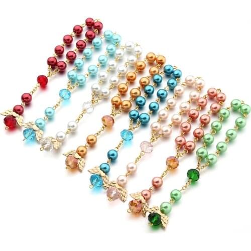 Angel baptism favors glass pearl more color communion favors recuerditos para bautizo finger rosaries christening favors