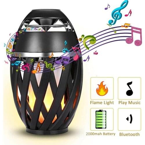 LED Flickering Flame Atmosphere Light BT Wireless Portable HD Stereo Bass Speaker LED Flame Light USB Charging Cable New Arrival