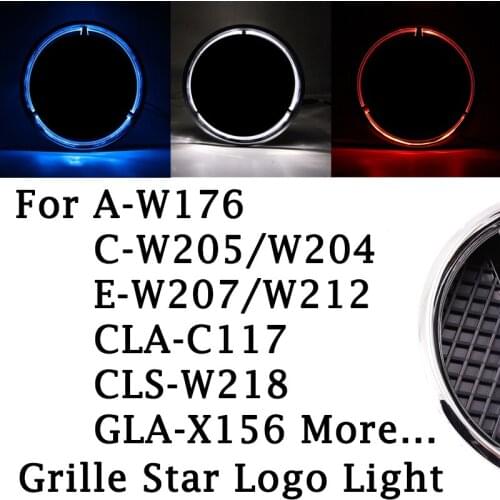 Car Front Grille Logo Light Emblem LED Badge For Mercedes Benz A W176 B W246 C W205 W204 E W212 W207 CLA C117 CLS W218 GLA X156