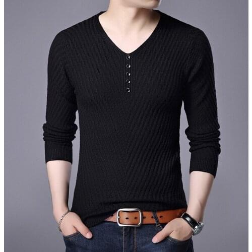 2020 Sweater Men Casual V-Neck Pullover Men Spring Slim Fit Long Sleeve Shirt Mens Sweaters Knitted Cashmere Wool Pull Homme